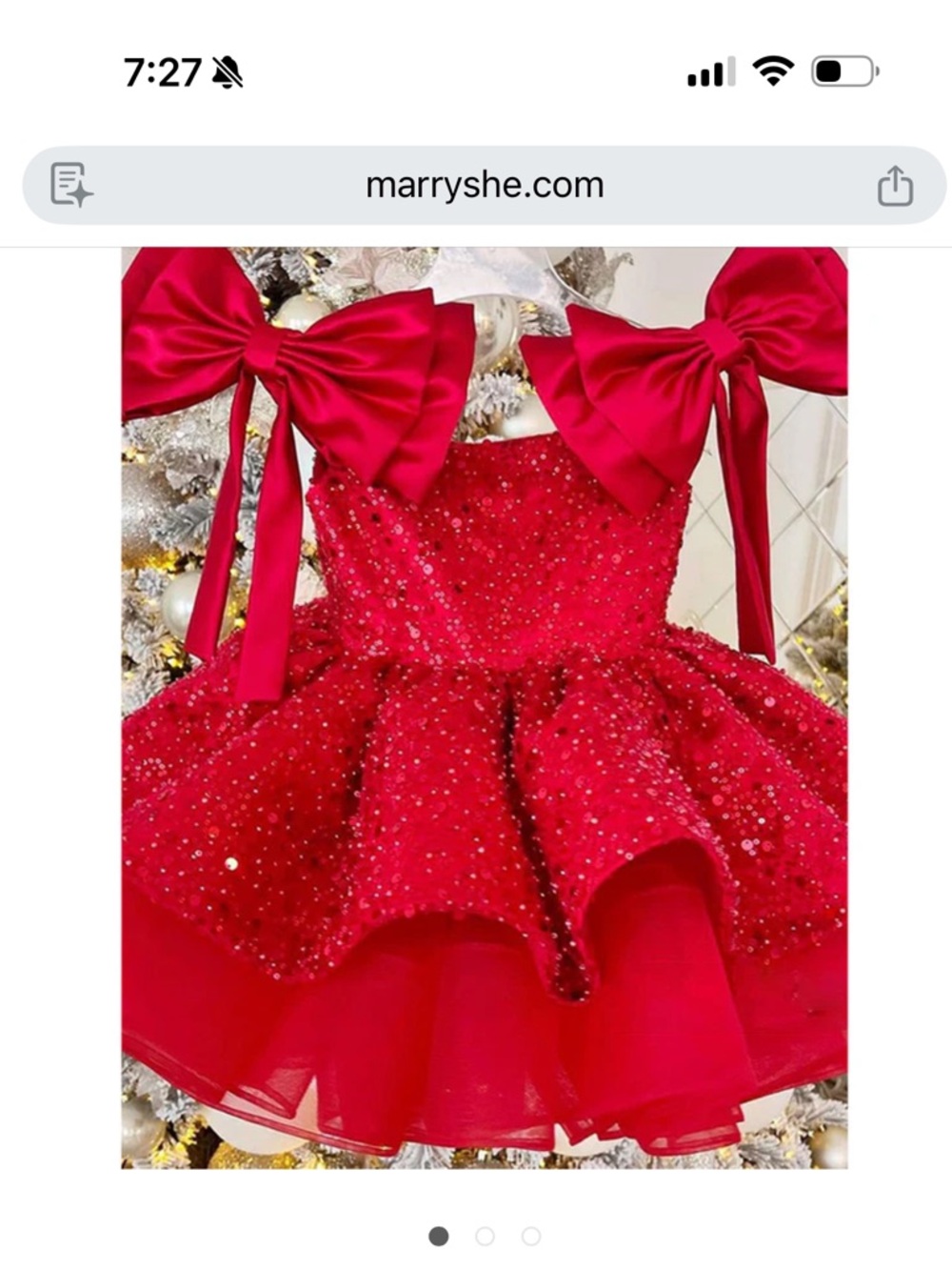 Red Sequin Bow Strap Party Dress for Girls